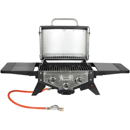 El Fuego Tischgasgrill Smoker Medison 2 Brenner Silber 5 El Fuego Tischgasgrill Smoker Medison 2 Brenner Silber – Bild 3